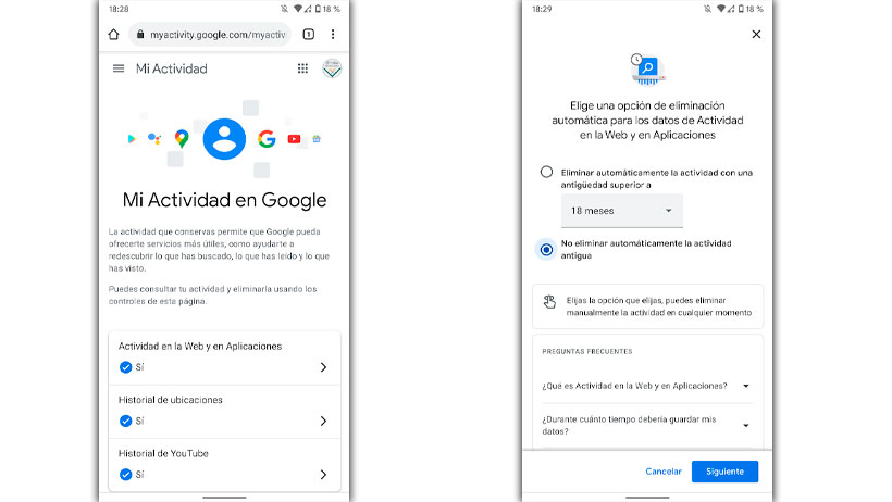 eliminar datos google
