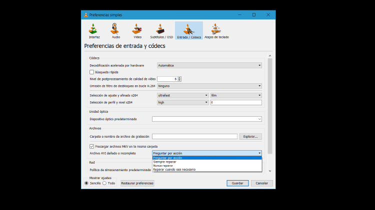 VLC reparar códecs VLC reparar códecs